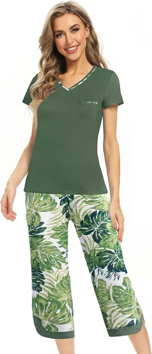 IZZY   TOBY Women's Sleepwear Tops With Capri Pants Pajama Sets