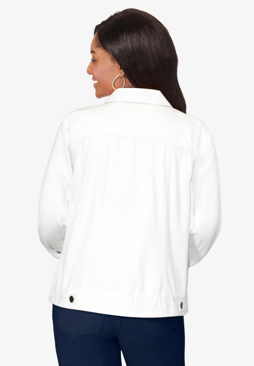 Jessica London Women's Plus Size Classic Cotton Button Down Denim Jean Jacket