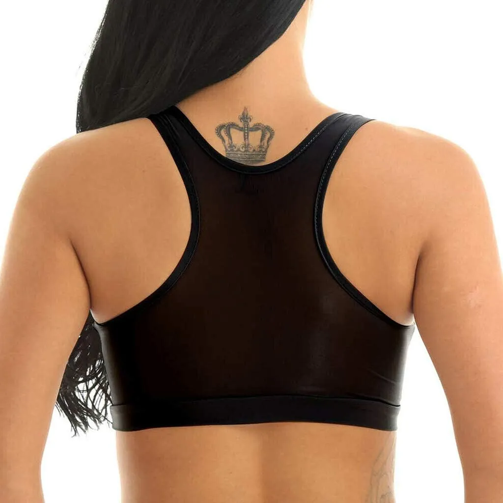 Lace Top Bra Stretch Underwear Women Crop Mesh See Through Workout