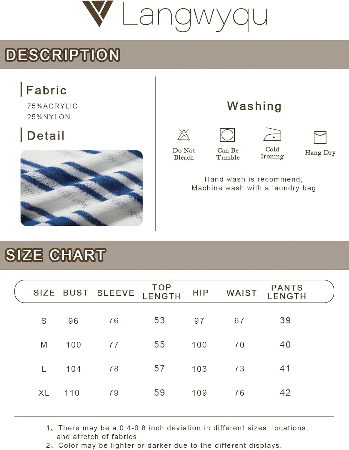 Langwyqu Womens Striped Pajama Sets Long Sleeve Crewneck Sweater Top and Shorts 2 Piece Outfits Lounge Sets