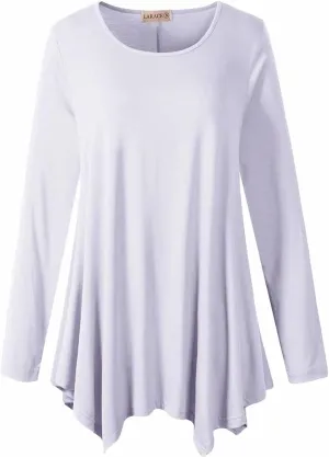 LARACE Womens Long Sleeve Flattering Comfy Tunic Loose Fit Flowy Top