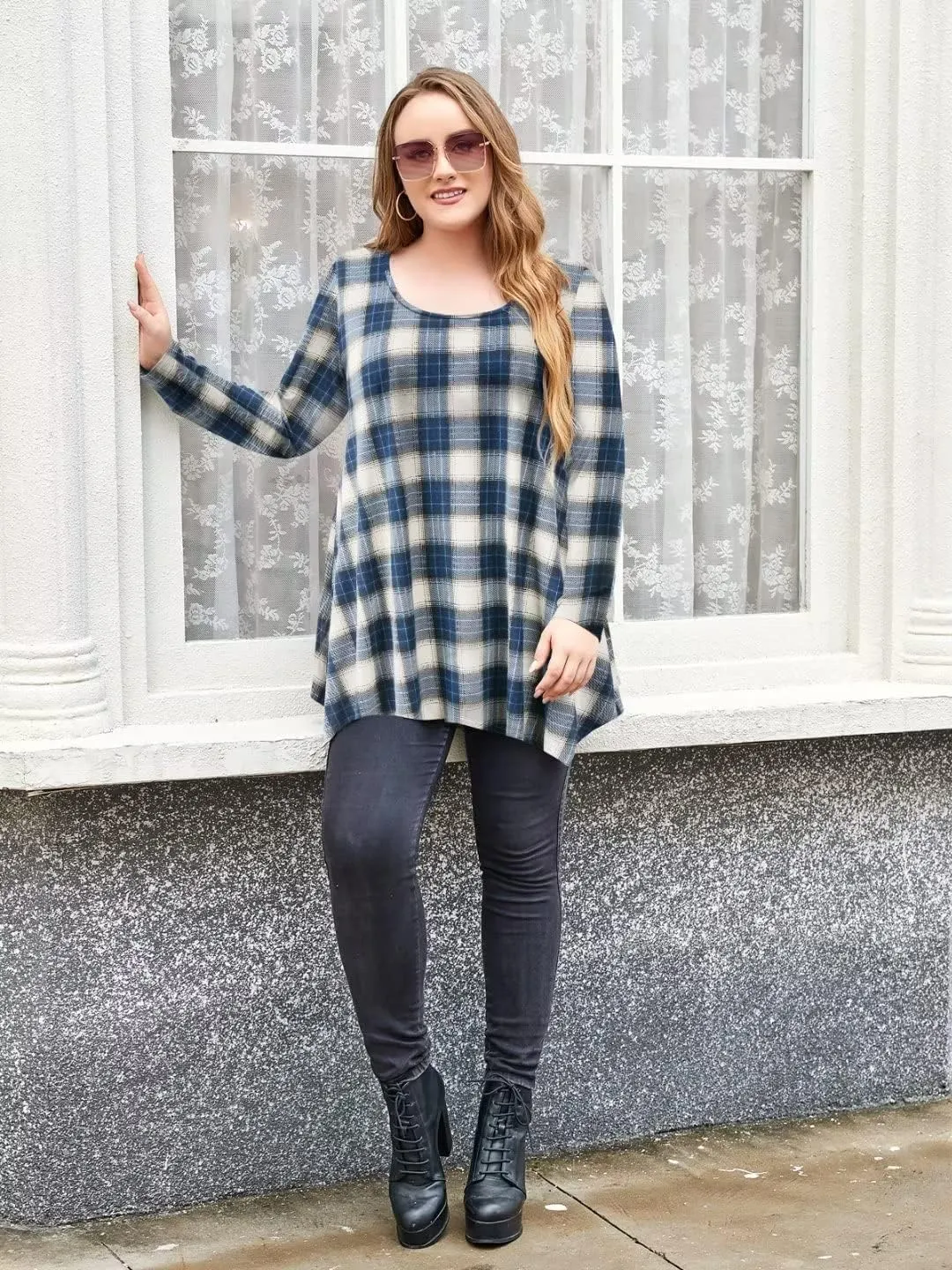 LARACE Womens Long Sleeve Flattering Comfy Tunic Loose Fit Flowy Top