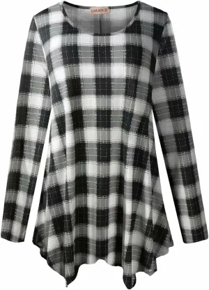 LARACE Womens Long Sleeve Flattering Comfy Tunic Loose Fit Flowy Top