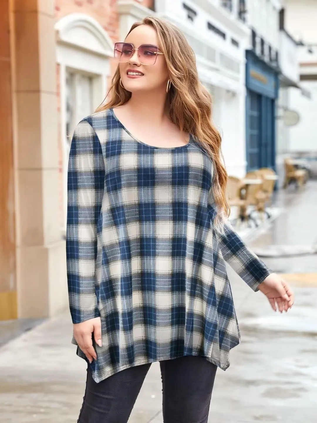 LARACE Womens Long Sleeve Flattering Comfy Tunic Loose Fit Flowy Top