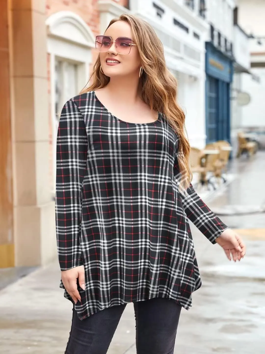 LARACE Womens Long Sleeve Flattering Comfy Tunic Loose Fit Flowy Top
