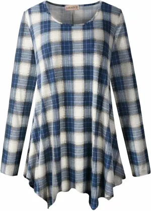 LARACE Womens Long Sleeve Flattering Comfy Tunic Loose Fit Flowy Top