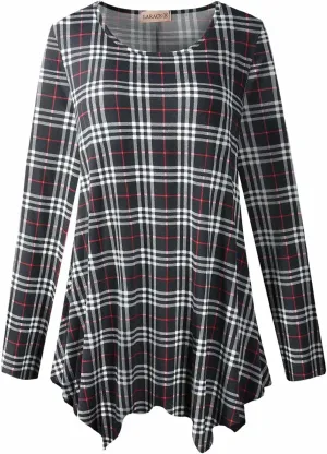 LARACE Womens Long Sleeve Flattering Comfy Tunic Loose Fit Flowy Top