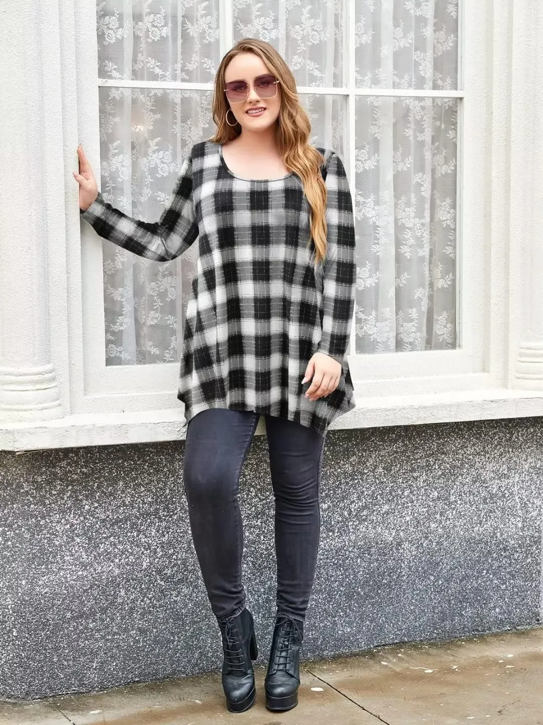 LARACE Womens Long Sleeve Flattering Comfy Tunic Loose Fit Flowy Top