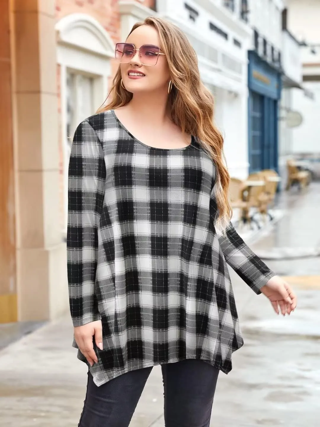 LARACE Womens Long Sleeve Flattering Comfy Tunic Loose Fit Flowy Top