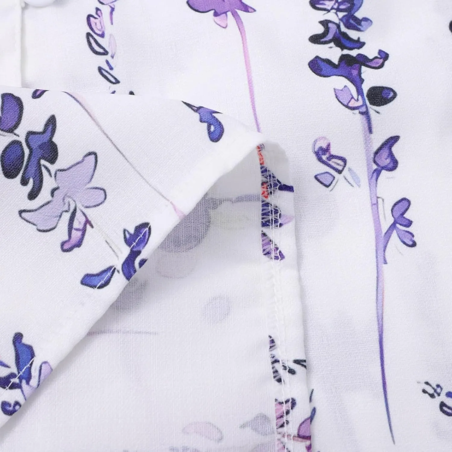 Linen Button Down Shirt Women Summer Plus Size Lightweight Butterfly Print Blouses Dressy Casual No Collar Gauze Tee