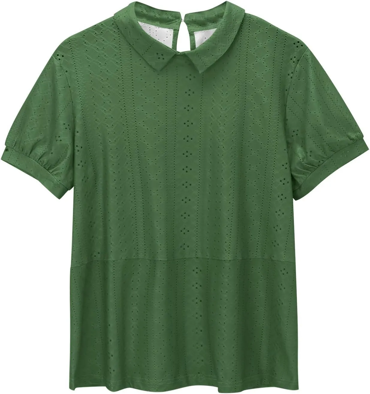 Linen Shirts for Women Summer Lightweight Short Sleeve Floral Tunics Cute Collared Tops Business Work Casual Blouses