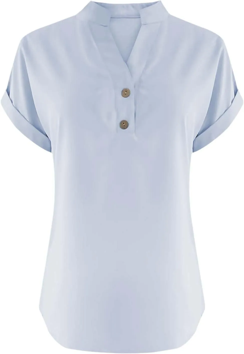 Linen Shirts for Women Summer Short Sleeve Casual Tops Henley Vacation Beach Lounge Button Lightweight Tunic Blouse
