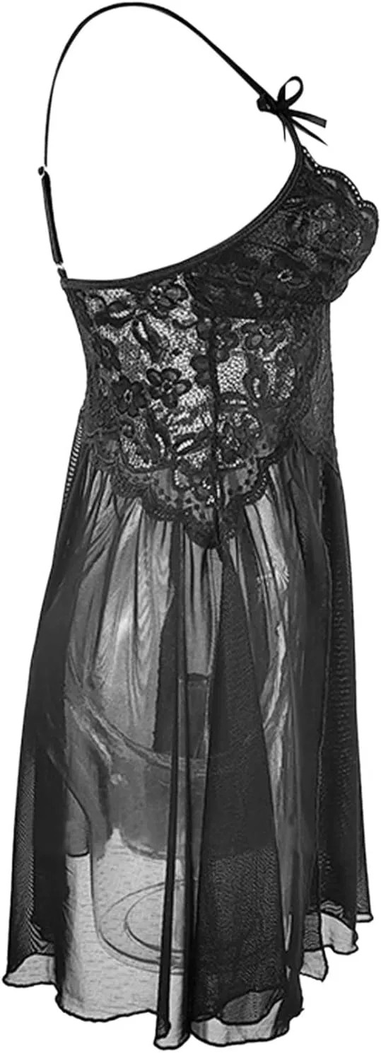 Lingerie for Women Naughty Lace Pjs Shorts Set Kimono Robe Valentine 2 Piece Sleepwear Bralette, Mini