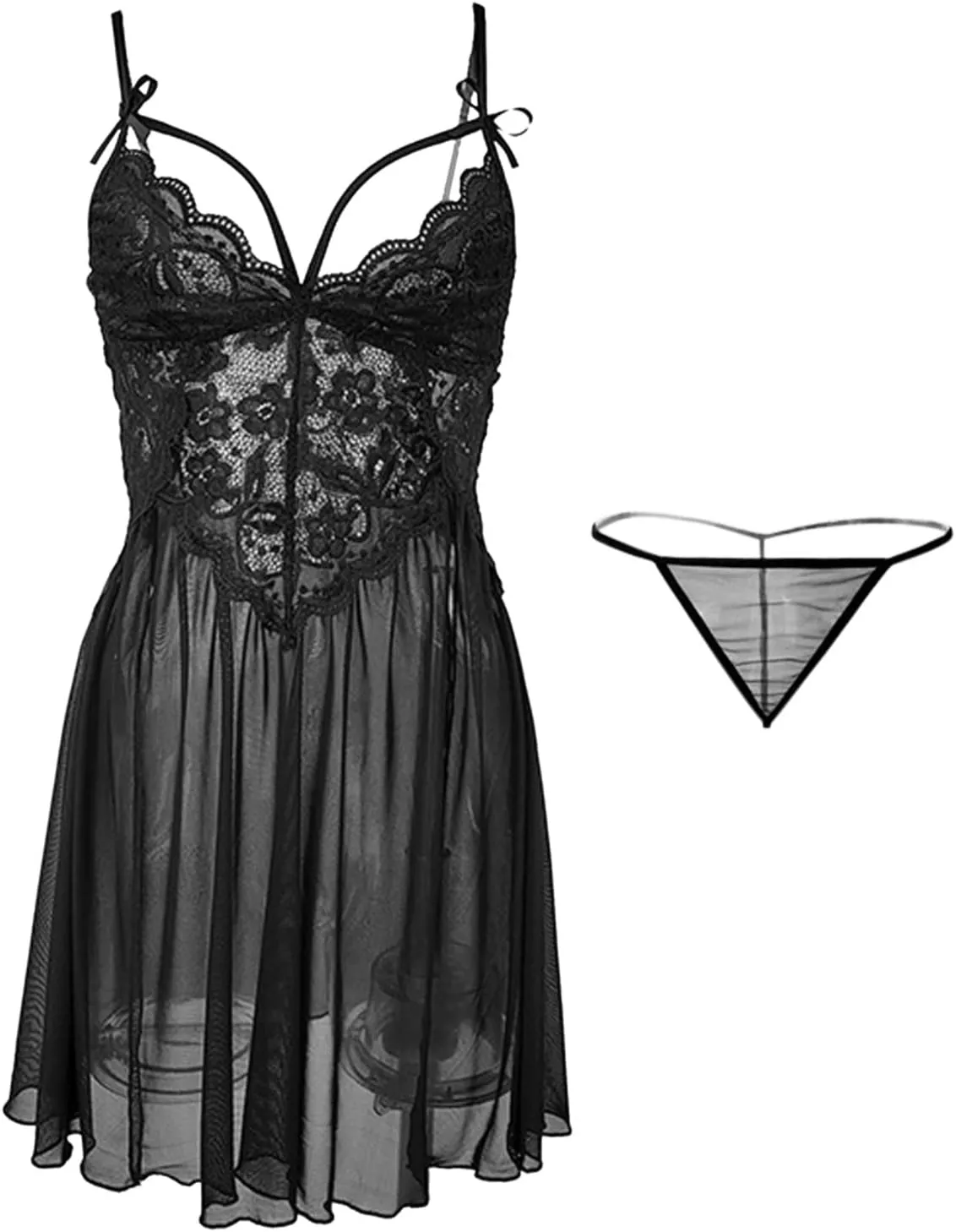 Lingerie for Women Naughty Lace Pjs Shorts Set Kimono Robe Valentine 2 Piece Sleepwear Bralette, Mini