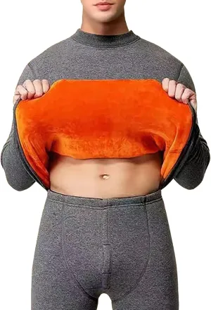 Long Sleeve Sweatshirt for Men Oversized Sherpa Fleece Lined Crewneck Undwear Shirt Winter Thicken Warm Pullover Top