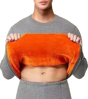 Long Sleeve Sweatshirt for Men Oversized Sherpa Fleece Lined Crewneck Undwear Shirt Winter Thicken Warm Pullover Top