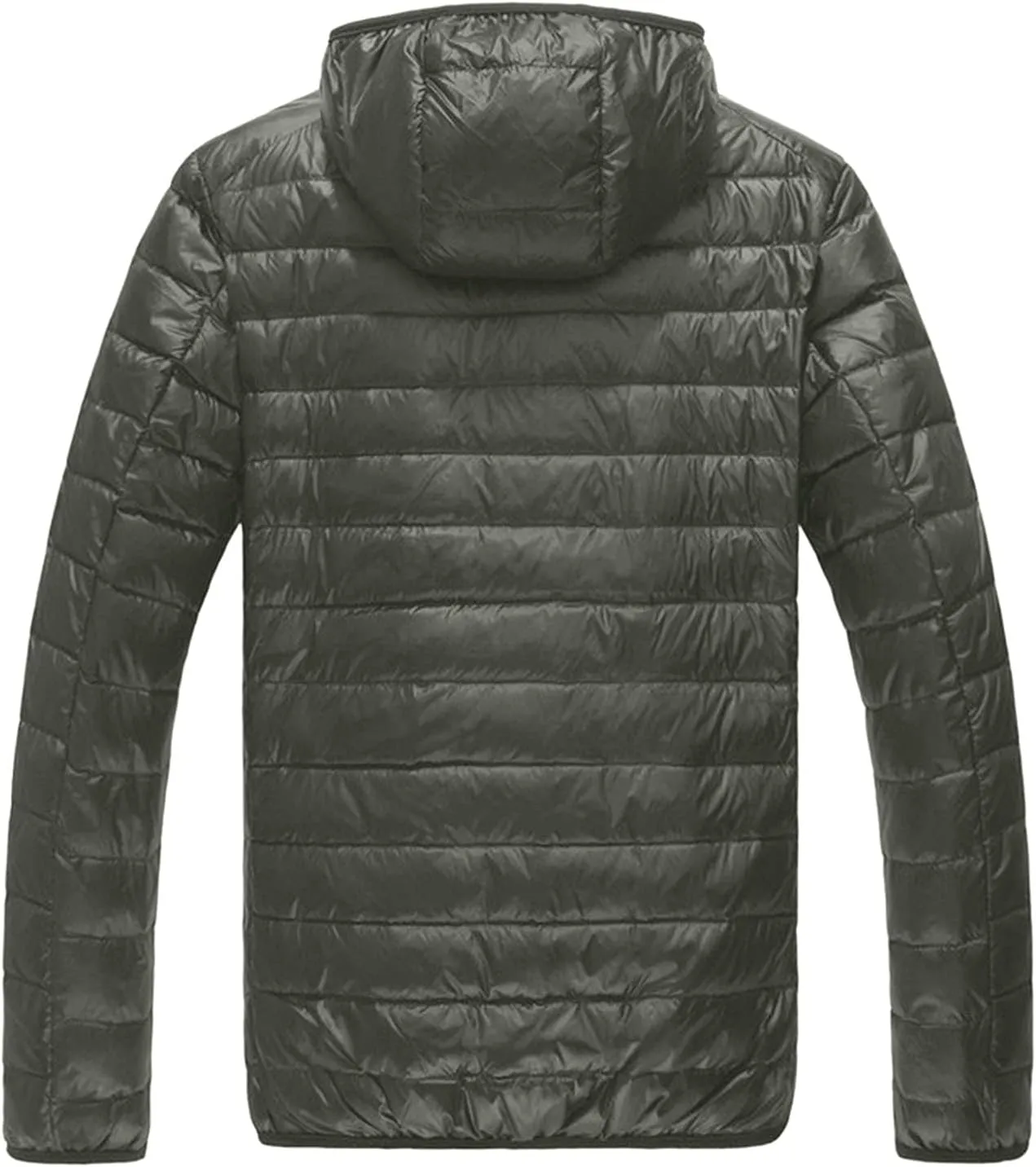 Mens Packable Hoodies Down Puffer Jacket Zip Up Lightweight Winter Puffy Coats for Outdoors Snow Ski Hiking Travel