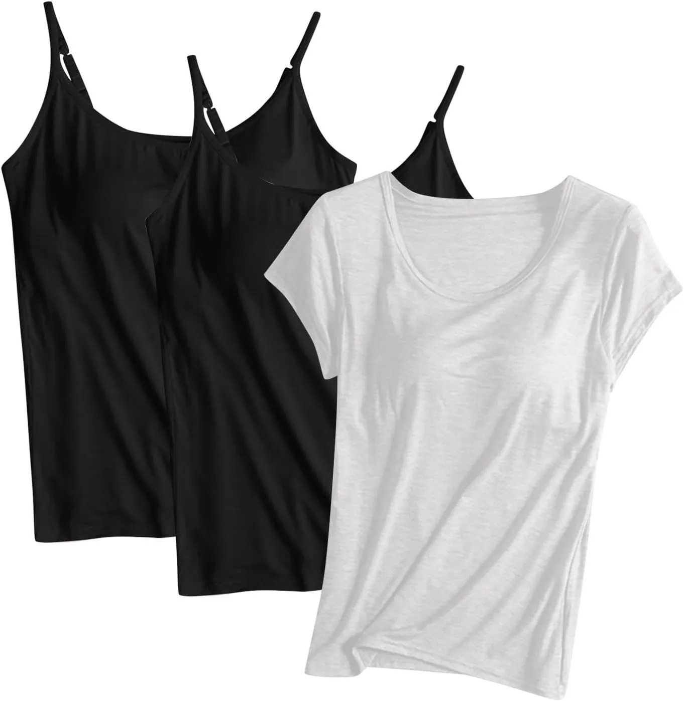 Modal Tanks for Women 3 Pc Crewneck Soft Smooth Tank Tops Undershirts Fashion Solid Color Classic Comfy Shirt
