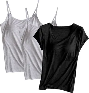 Modal Tanks for Women 3 Pc Crewneck Soft Smooth Tank Tops Undershirts Fashion Solid Color Classic Comfy Shirt