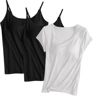 Modal Tanks for Women 3 Pc Crewneck Soft Smooth Tank Tops Undershirts Fashion Solid Color Classic Comfy Shirt