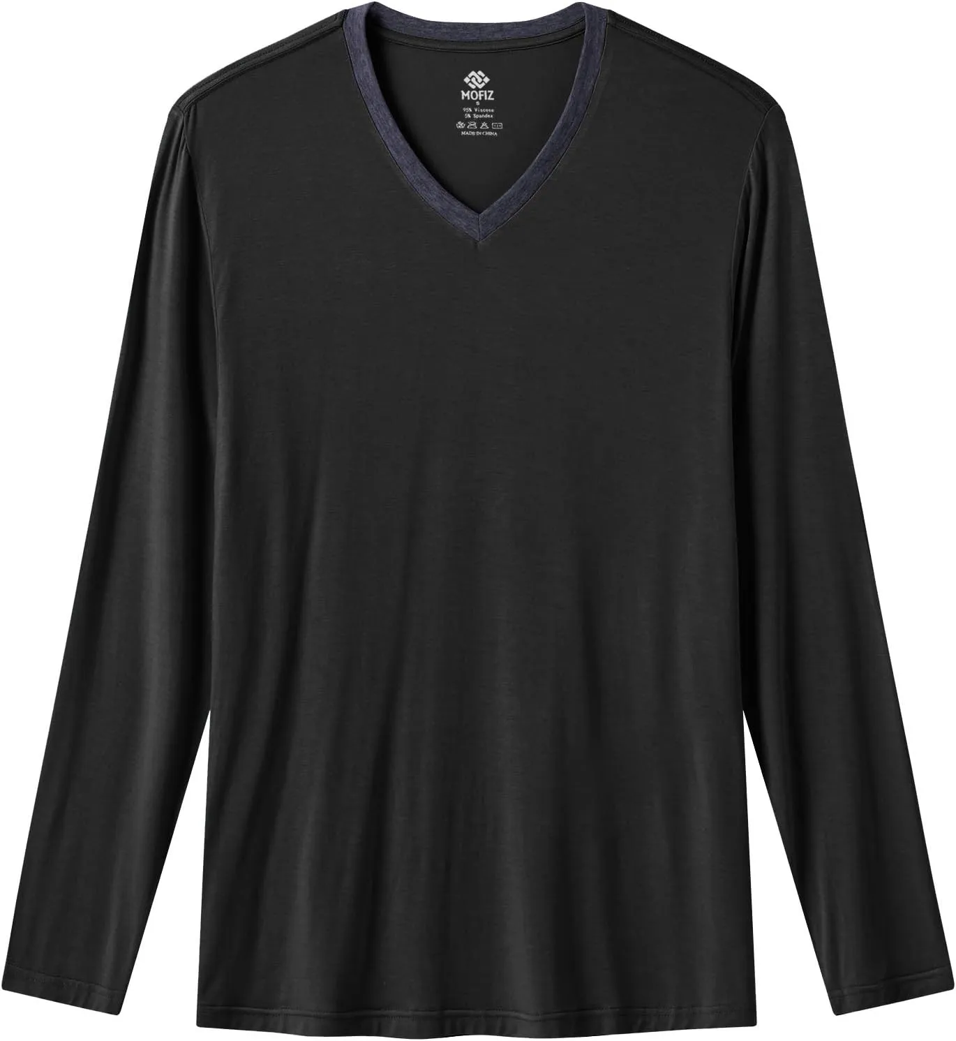 MoFiz Mens Pajama Set Long Sleeve V Neck 2 Piece Nightwear Loungewear Sleepwear Modal Pants With Pockets Pj's Sleep for Men