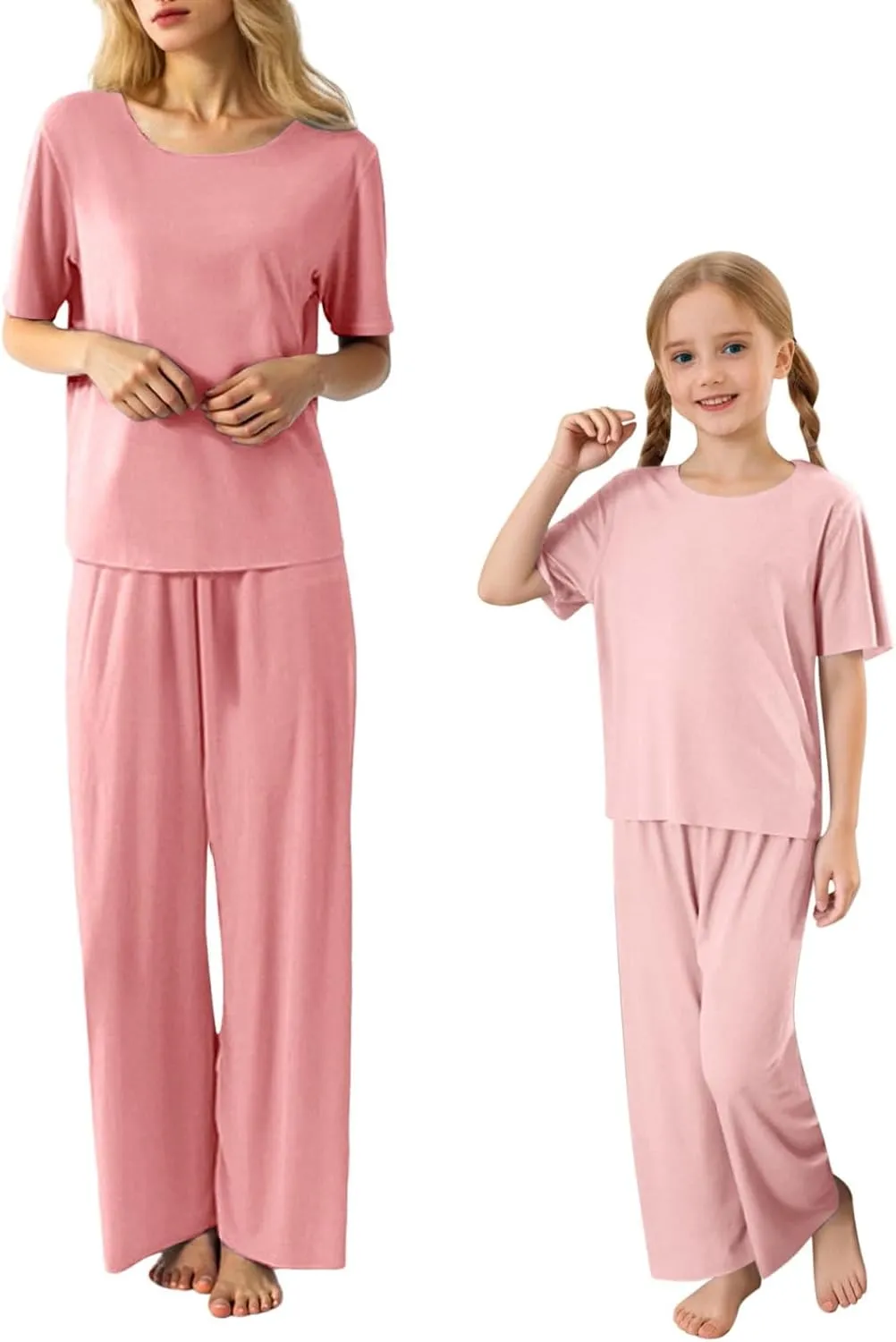 Mommy and Me Pajamas, Lounge Sets for Women Summer Casual Short Sleeve 2 Piece Pjs Soft Comfy Sleepwear Cute Preppy Clothes