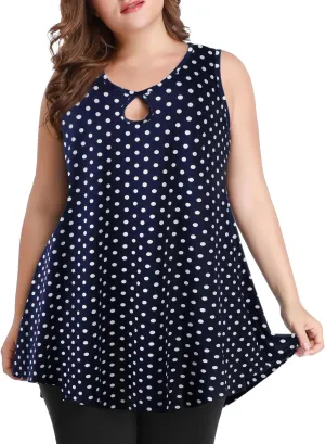 MONNURO Women's Plus Size Sleeveless Keyhole Summer Sexy Shirts Casual Loose Flowy Swing Tunic Tank Tops