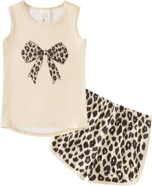 MyFav Big Girls Sleeveless Pajama Sets Cute Panda Polka Dot Sleepwear Loungewear