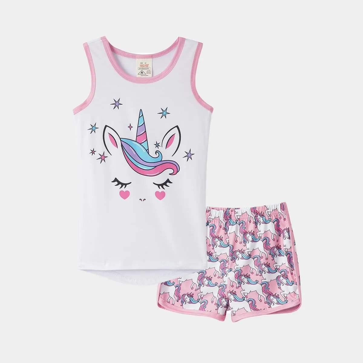 MyFav Big Girls Sleeveless Pajama Sets Cute Panda Polka Dot Sleepwear Loungewear