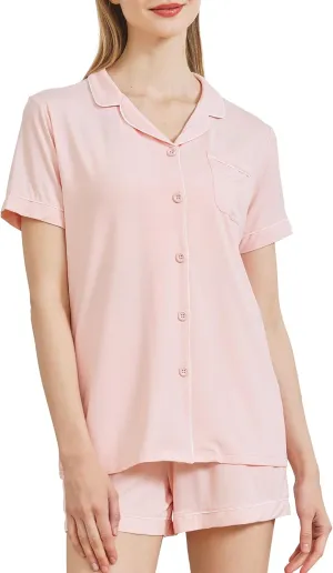 netdraw Women's Bamboo Viscose Pajama Sets Button Down Ultra Soft Comfy Cooling Lounge Sleepwear Pjs