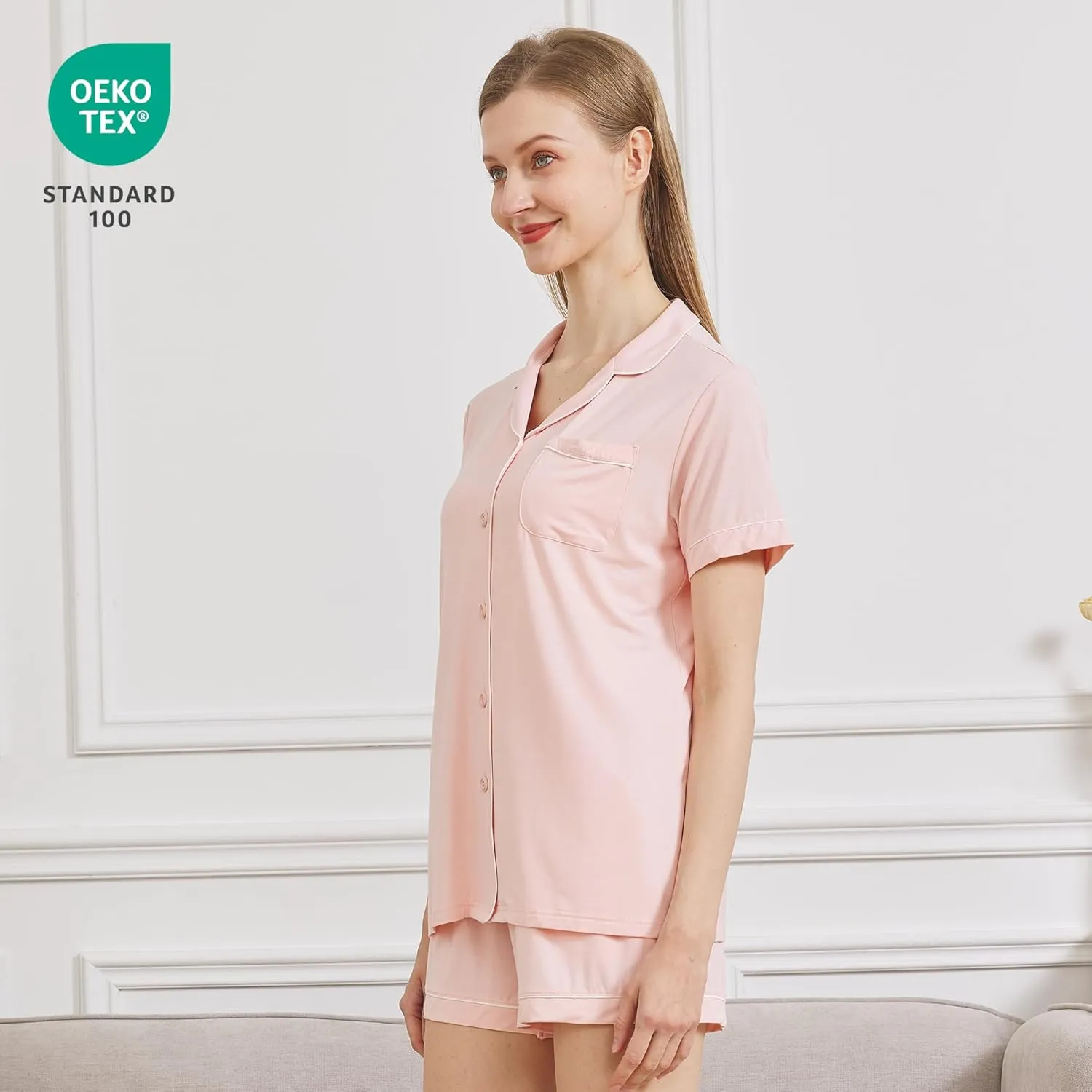 netdraw Women's Bamboo Viscose Pajama Sets Button Down Ultra Soft Comfy Cooling Lounge Sleepwear Pjs
