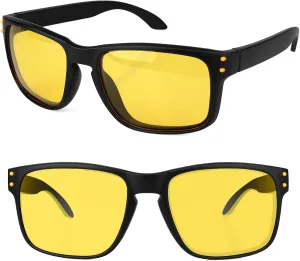 Night Driving Glasses for Men Women, Classic Square Sunglasses Anti Glare Polarized HD Night Vision Glasses
