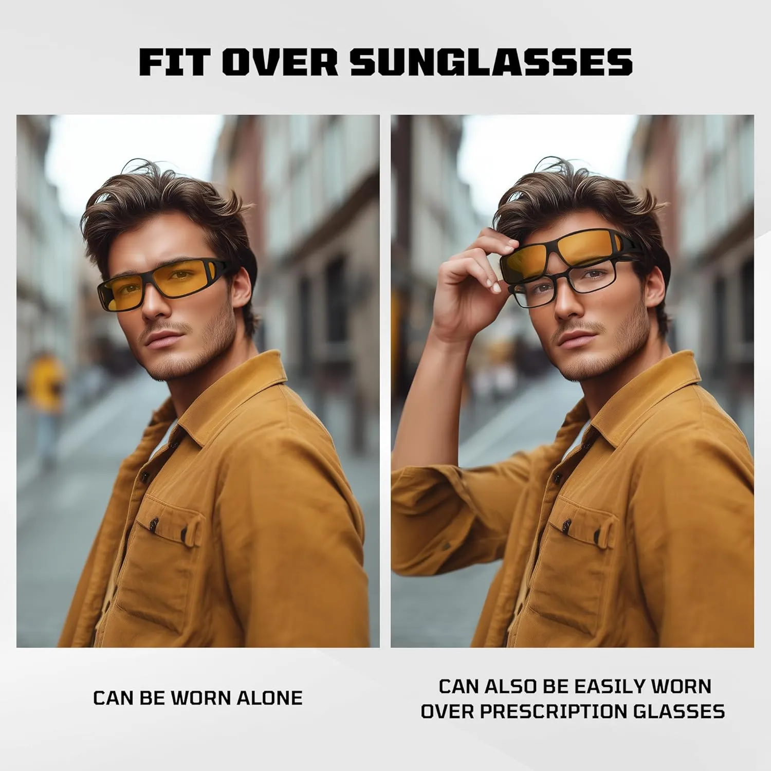 Night Driving Glasses for Men Women, Night Vision Glasses Fit Over Glasses Sunglasses Anti Glare Polarized HD