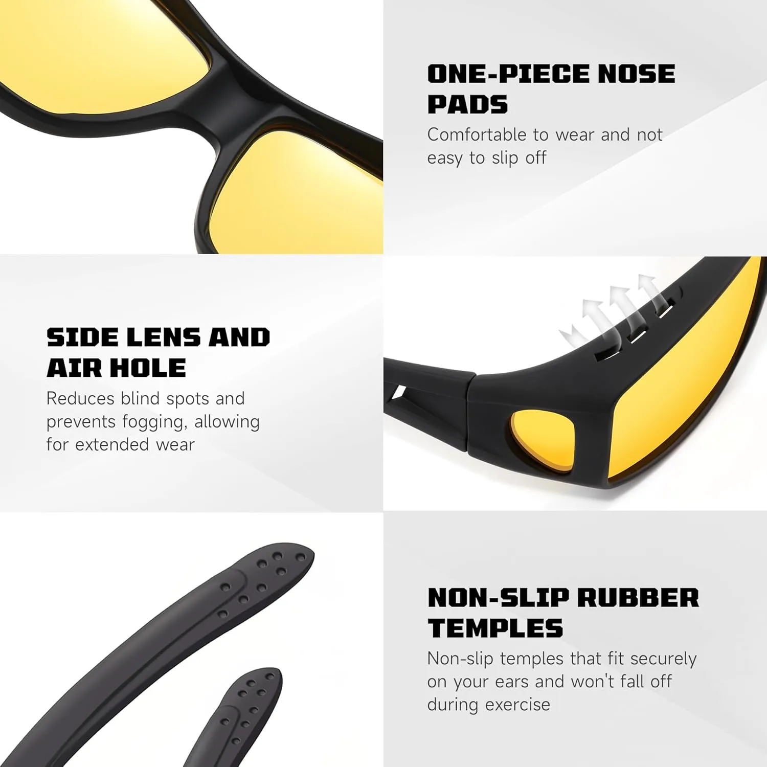 Night Driving Glasses for Men Women, Night Vision Glasses Fit Over Glasses Sunglasses Anti Glare Polarized HD