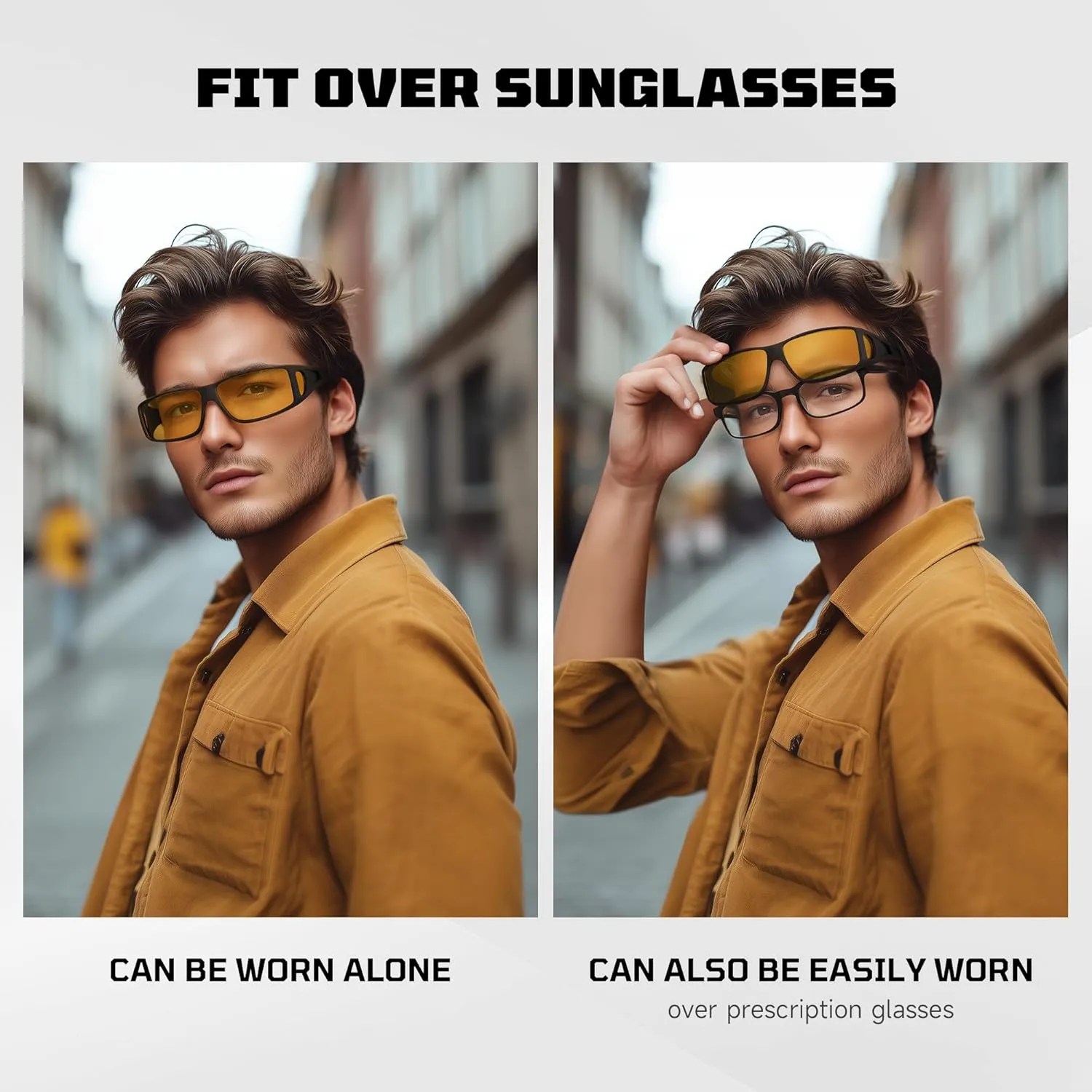 Night Driving Glasses for Men Women, Night Vision Glasses Fit Over Glasses Sunglasses Anti Glare Polarized HD