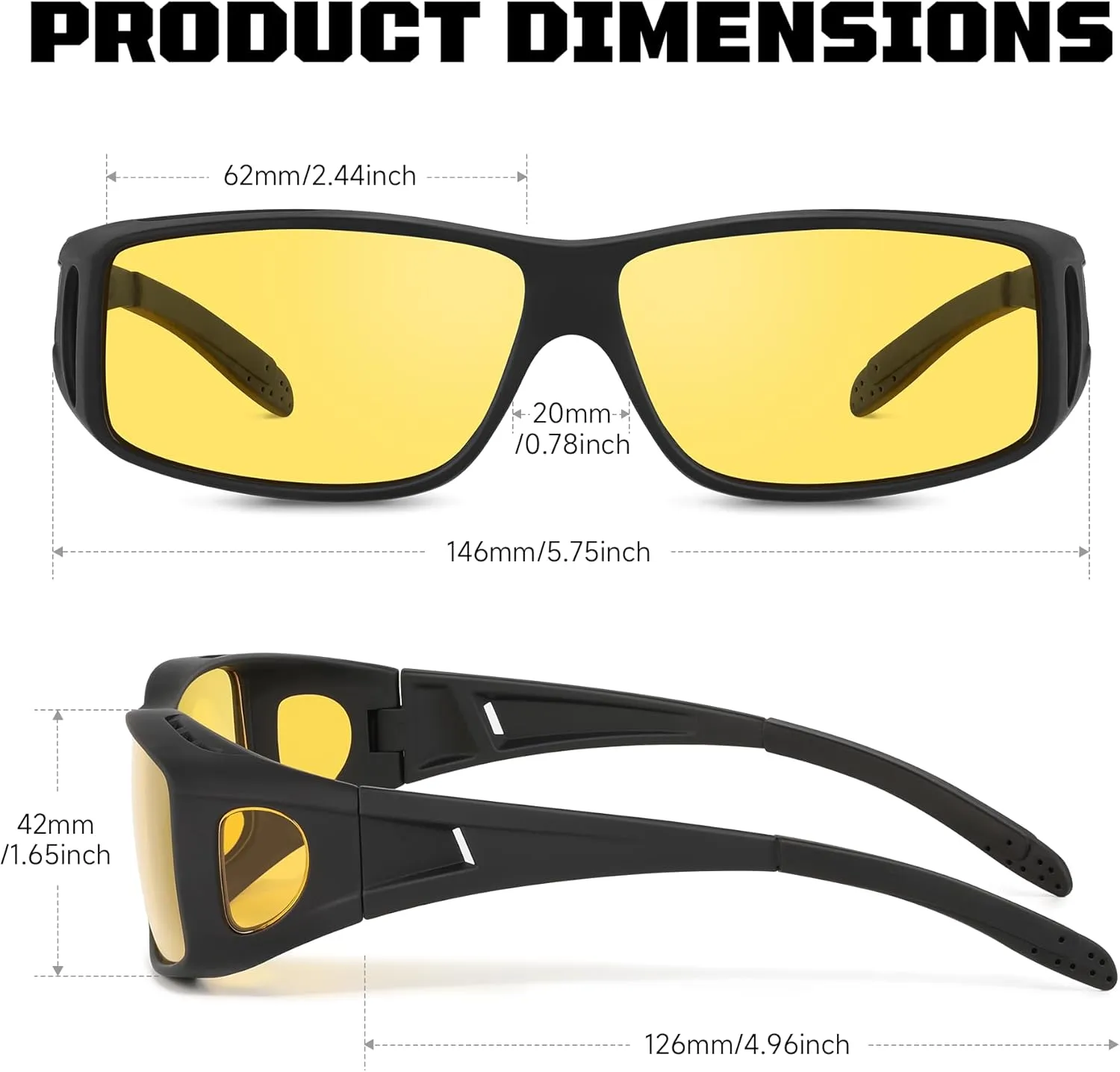 Night Driving Glasses for Men Women, Night Vision Glasses Fit Over Glasses Sunglasses Anti Glare Polarized HD