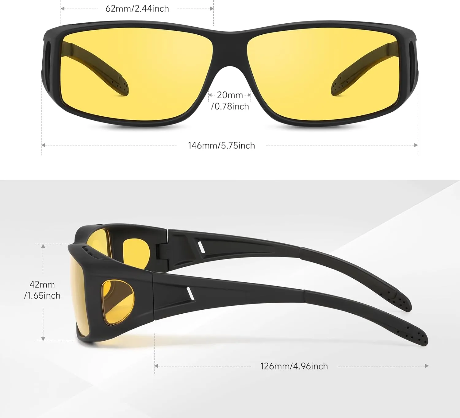 Night Driving Glasses for Men Women, Night Vision Glasses Fit Over Glasses Sunglasses Anti Glare Polarized HD
