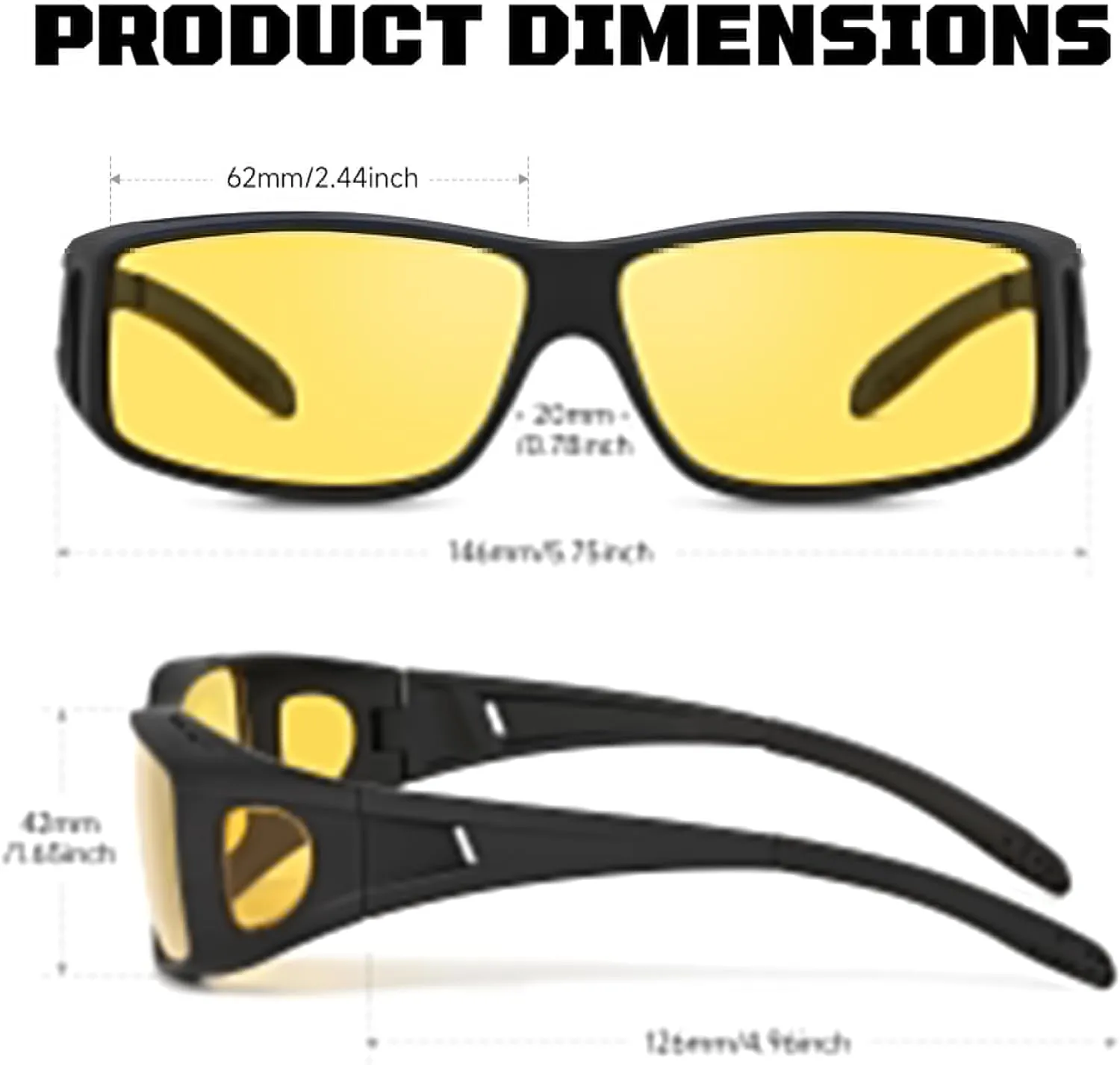 Night Driving Glasses for Men Women, Night Vision Glasses Fit Over Glasses Sunglasses Anti Glare Polarized HD