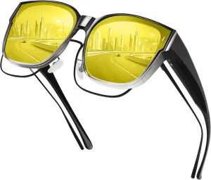Night Driving Glasses for Men/Women, Anti-Glare Yellow Driving Polarized Night Time Vision Sunglasses