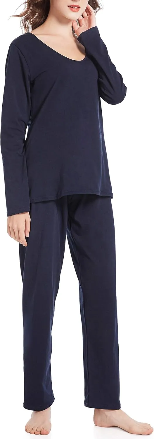 Pajama Sets for Women V Neck Long Sleeve Sleepwear Cotton Pj Sets S-3XL
