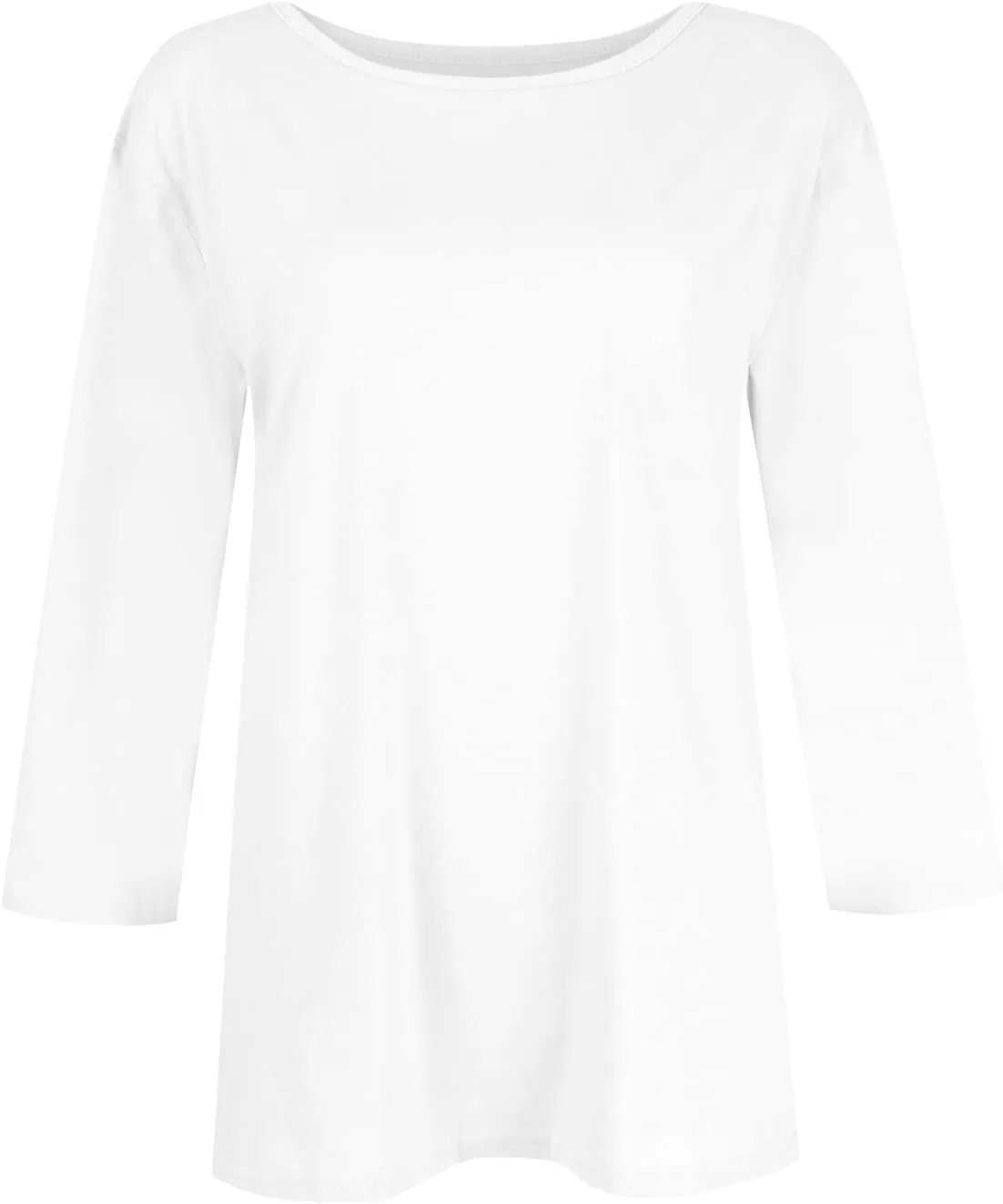Plus Size Summer Outfits O-Neck 3/4 Sleeve Shirts Trendy Loose Fit Blouses Basic Casual Tunic Cute Printed Clothing