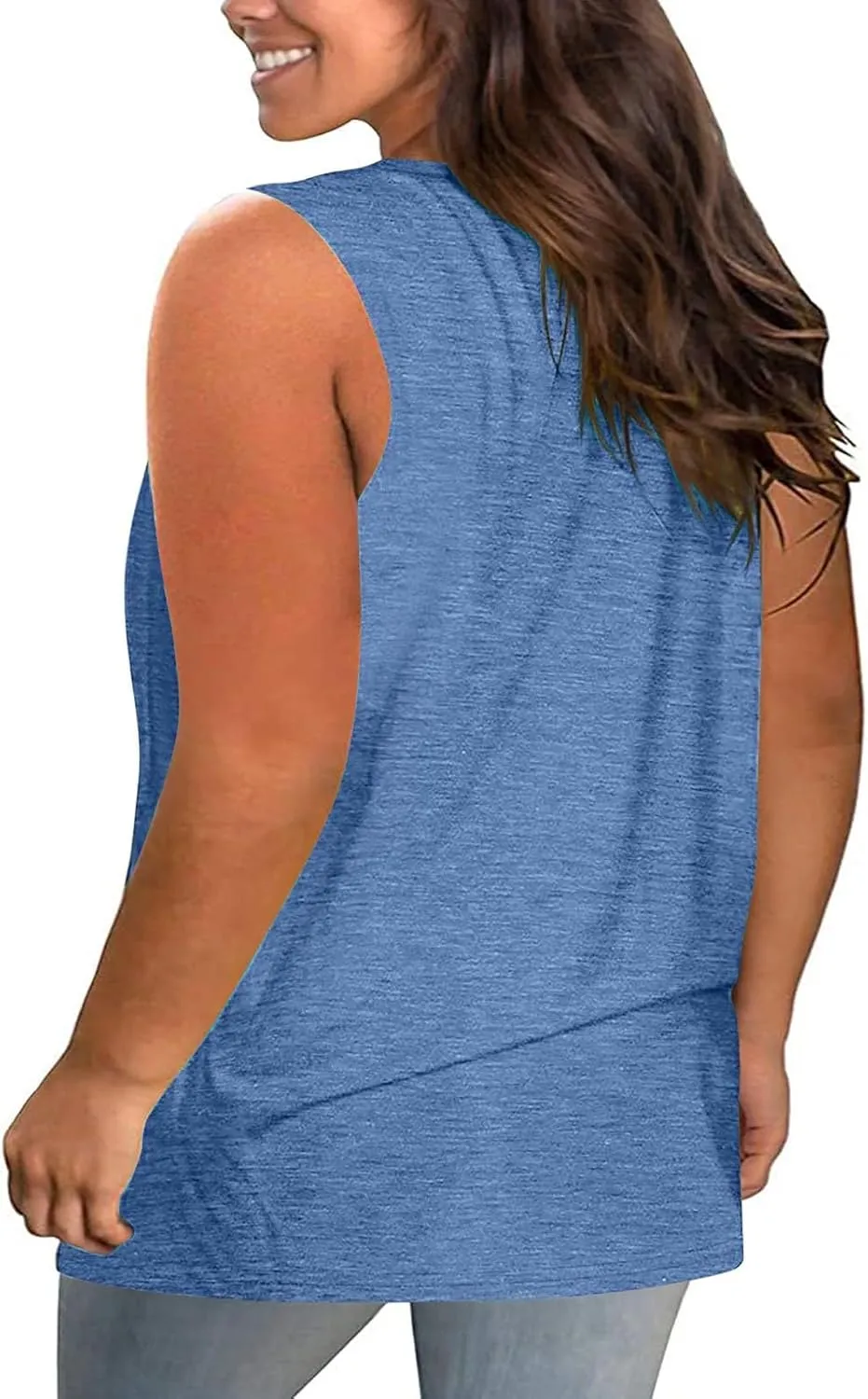 Plus Size Vests for Womens Dressy Hollow Out V-Neck Sleeveless Solid Color Summer Casual Baggy Comfy Tank Tops