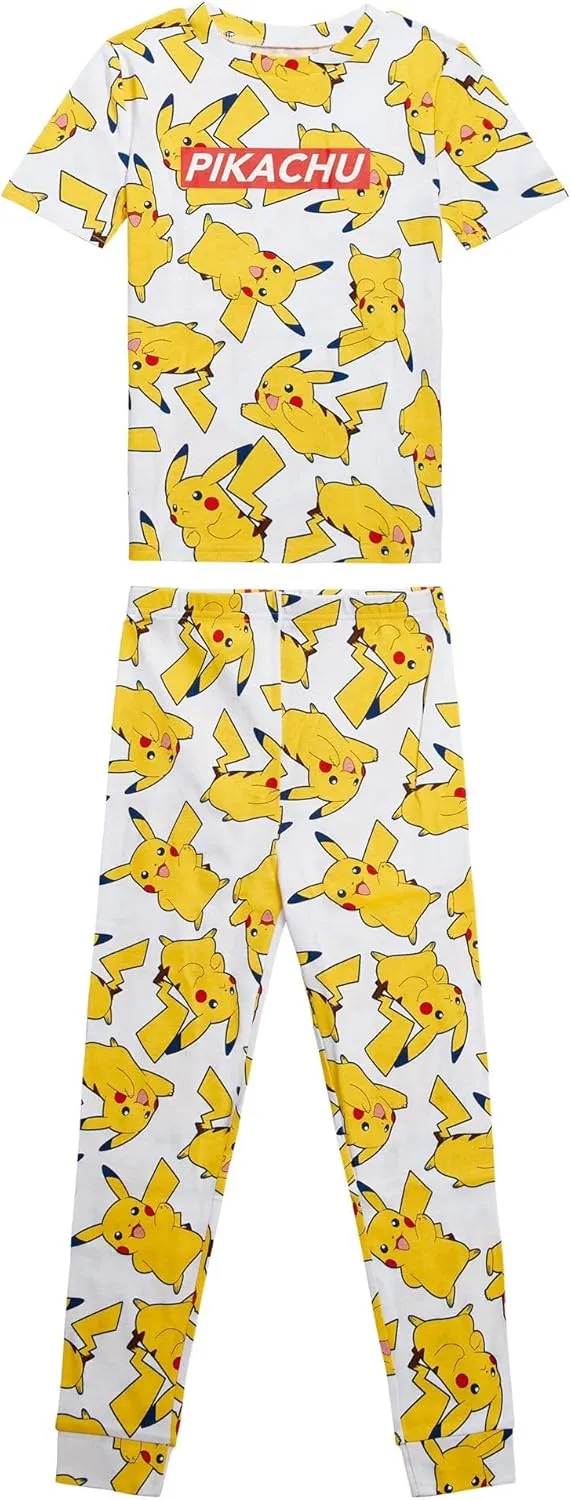 Pokemon Little Boys’ Big Boys 4-Piece 100% Cotton Long or Short Sleeve Pajama Sets