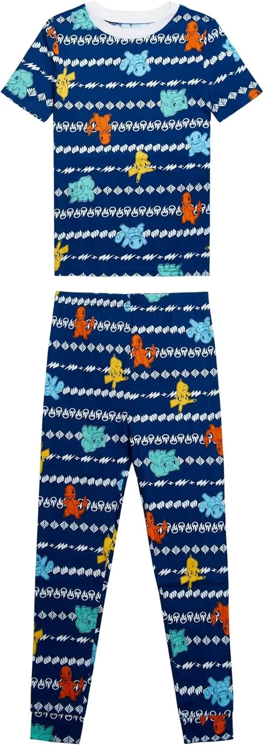 Pokemon Little Boys’ Big Boys 4-Piece 100% Cotton Long or Short Sleeve Pajama Sets
