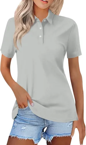 Polo Shirts for Women,2024 Summer Trendy American Flag Print 4Th of July Tops,Button V Neck Short Sleeve T-Shirts