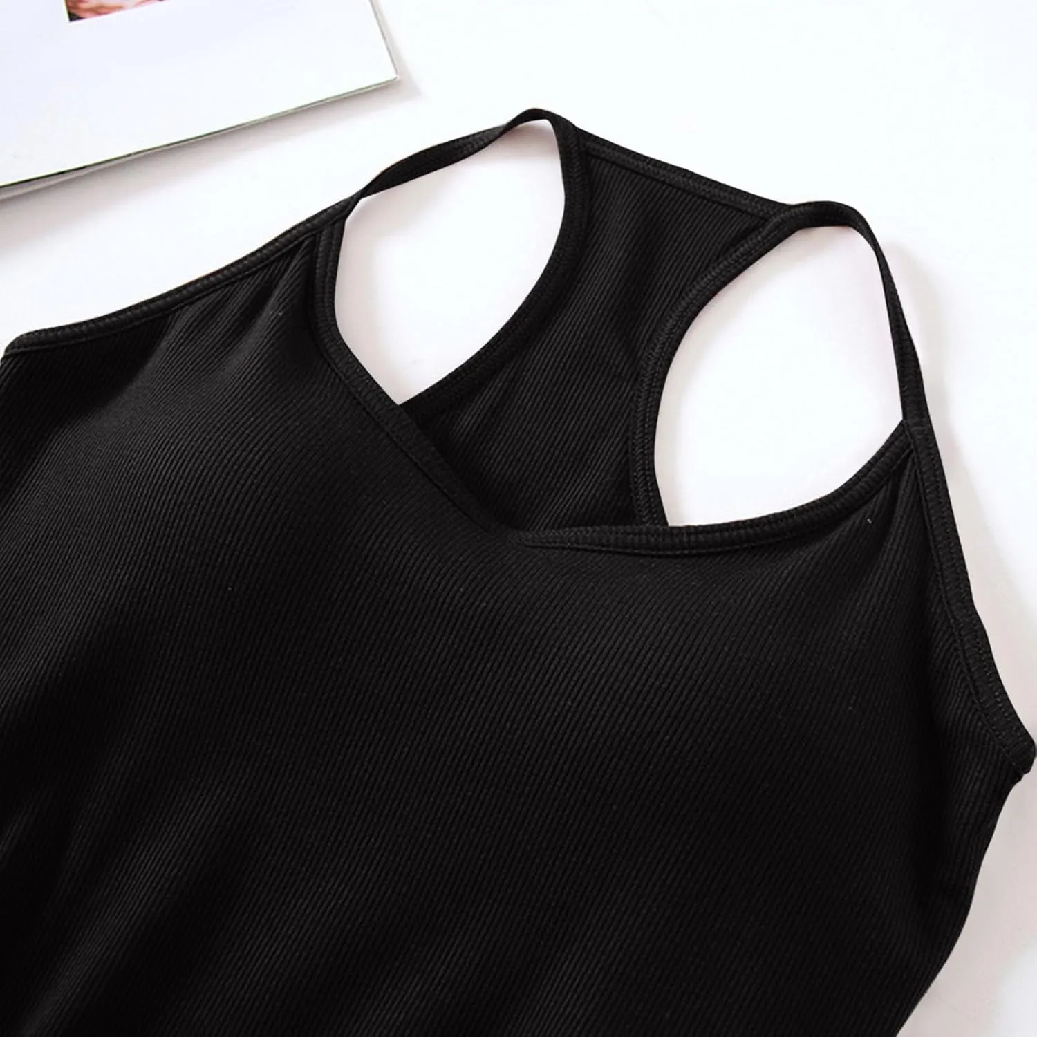 Racerback Tank Top for Women Shelf Bra Yoga Tops Summer Cami Shirt Basic Athletic Camisole with Built in Bras
