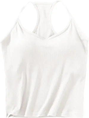 Racerback Tank Top for Women Shelf Bra Yoga Tops Summer Cami Shirt Basic Athletic Camisole with Built in Bras