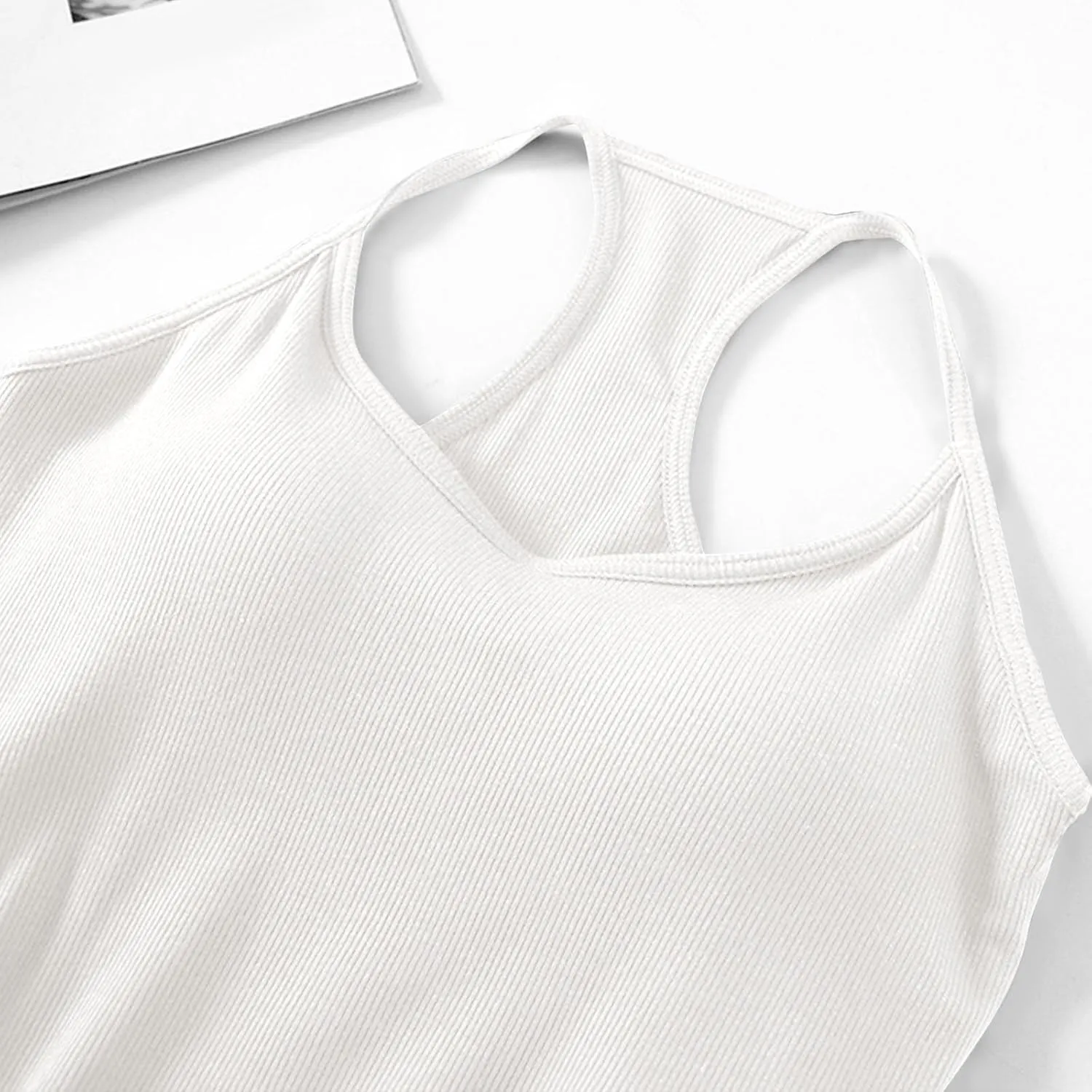 Racerback Tank Top for Women Shelf Bra Yoga Tops Summer Cami Shirt Basic Athletic Camisole with Built in Bras