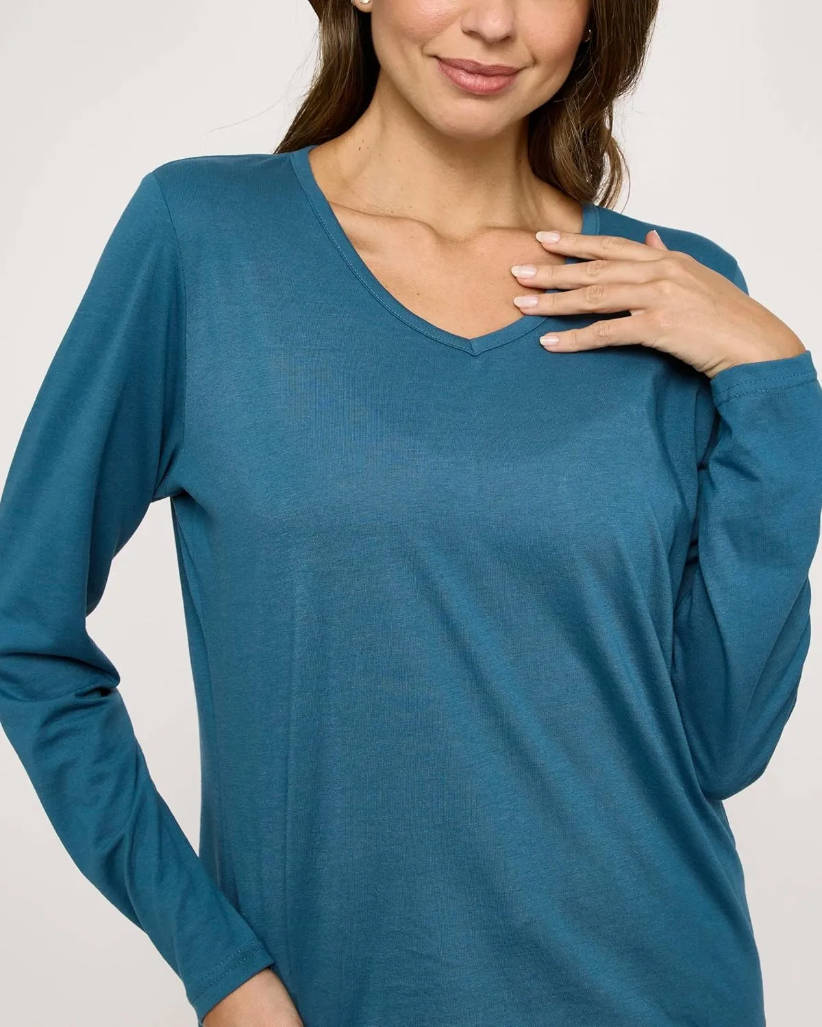 Real Essentials 2 Pack Women's Soft Cotton Long Sleeve Pajama Set with Pants - Lounge Sets for Women (Available In Plus)