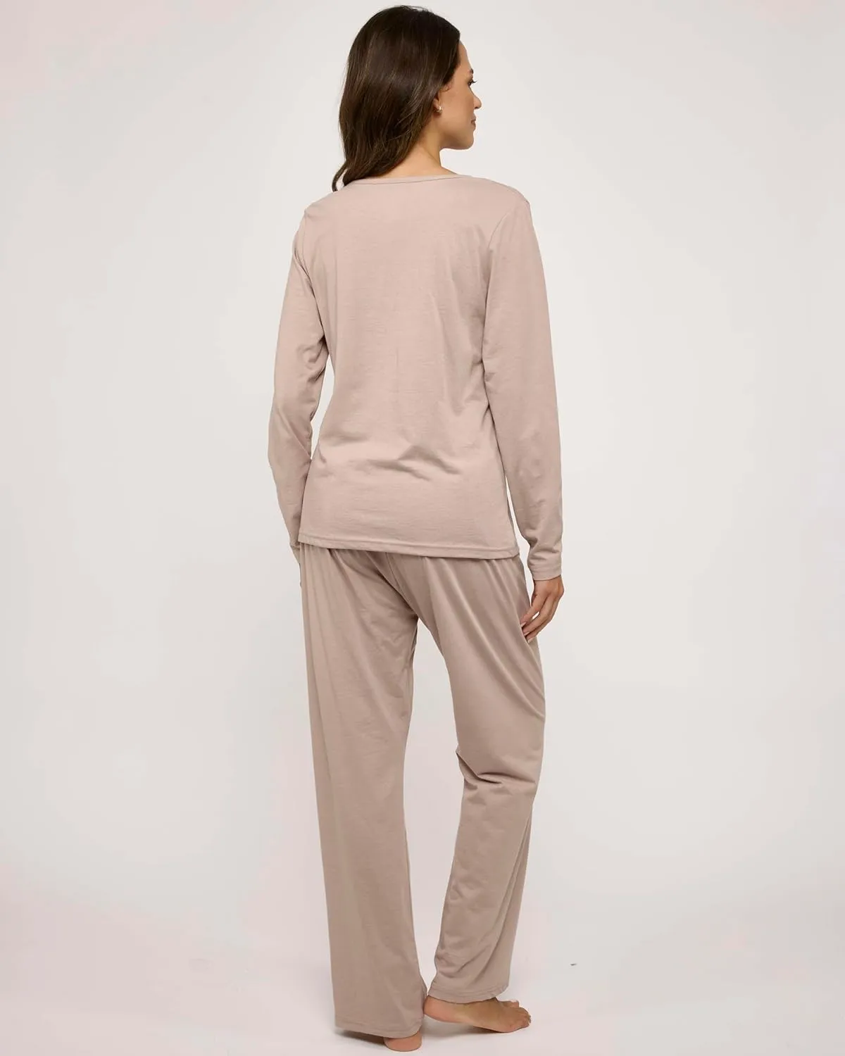 Real Essentials 2 Pack Women's Soft Cotton Long Sleeve Pajama Set with Pants - Lounge Sets for Women (Available In Plus)